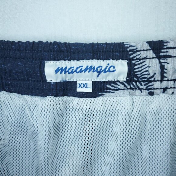 Maamqic Swim Trunks Mens XXL Blue Mesh Lined Palm Drawstring All Over Print - Picture 6 of 10